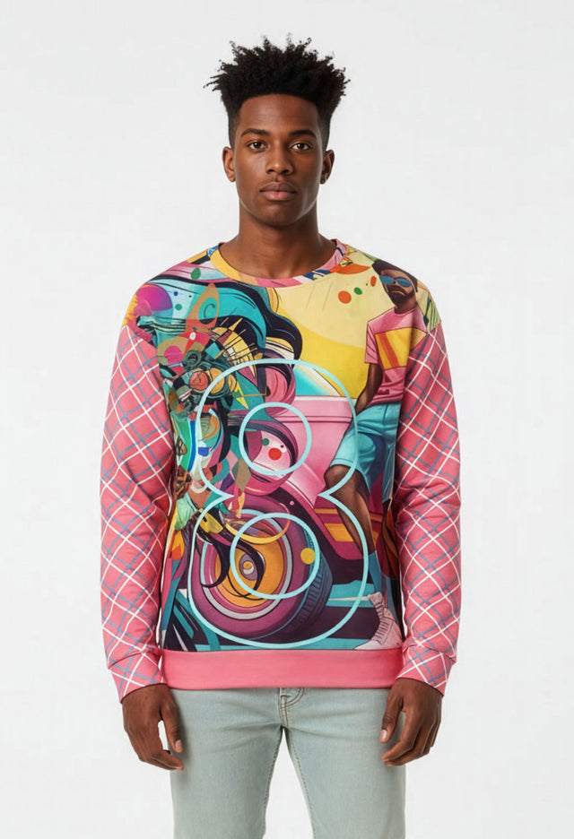 Bosona - Mens Graphic Print Fleece Sweatshirt