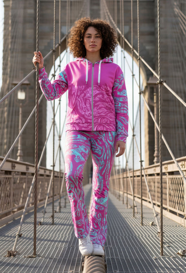 Choi Women's Eco-Conscious Zip Hoodie Flare Leggings Set