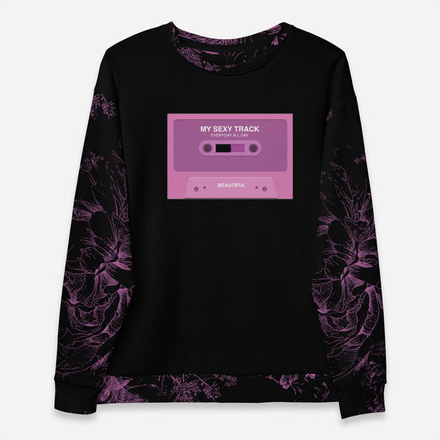 Sexy Track Fleece Black Print Sweatshirt