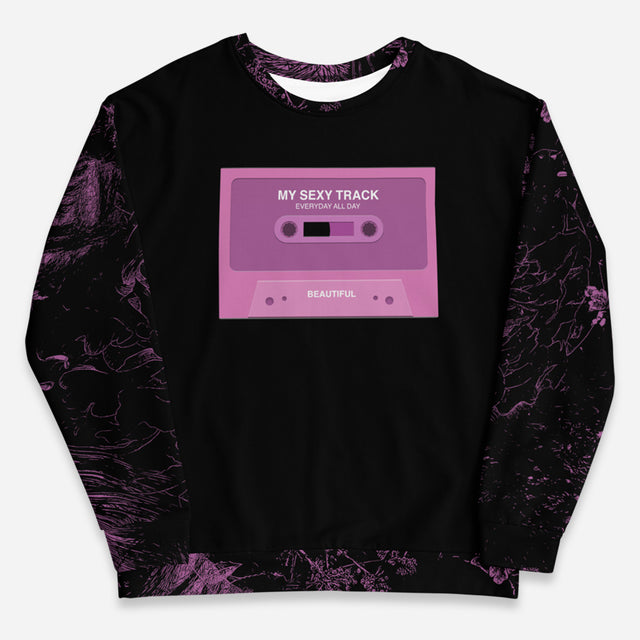 Sexy Track Fleece Black Print Sweatshirt