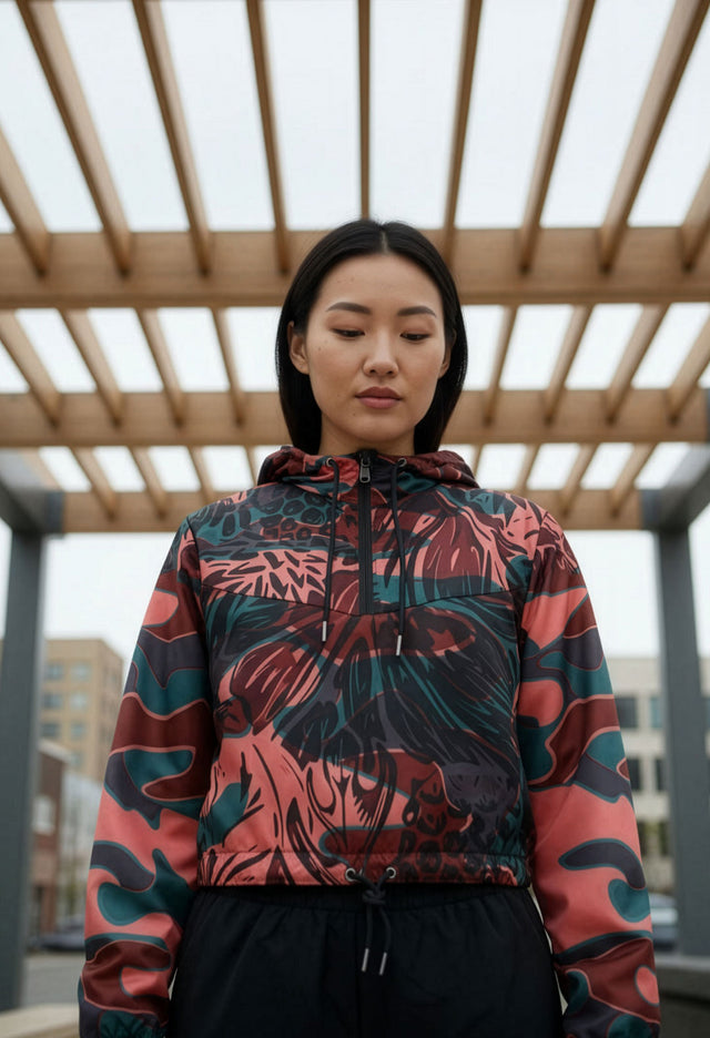 Bova Cropped Half-Zip Waterproof Windbreaker