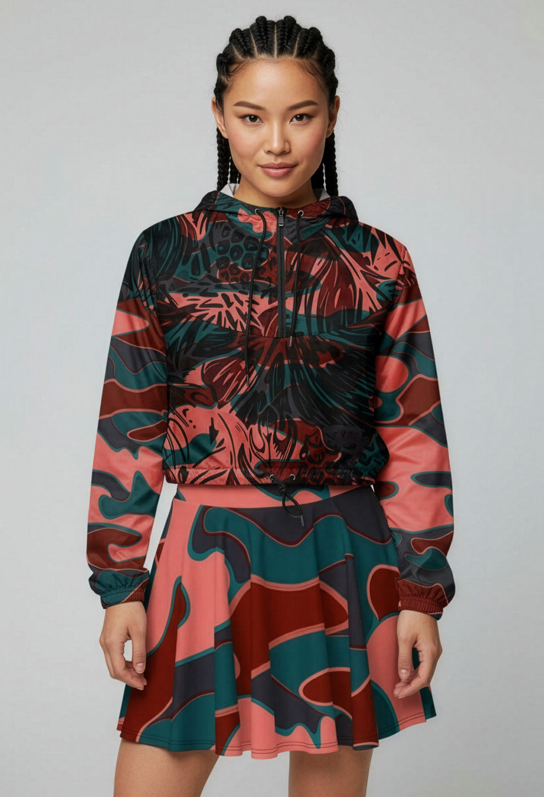 Sania Marie Bova Cropped Half-Zip Water-Resistant Windbreaker Jacket