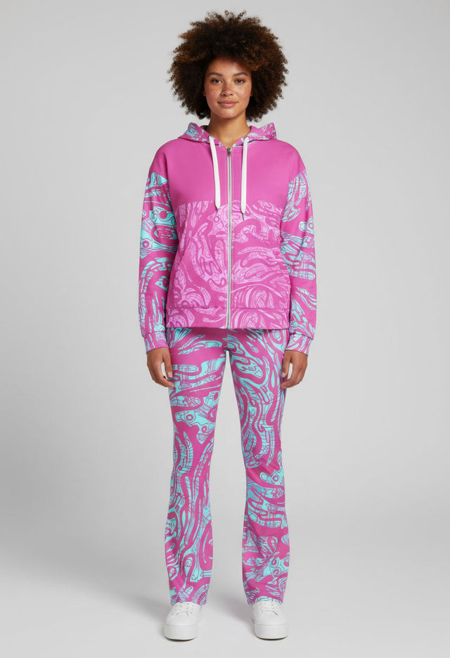 Choi Women's Eco-Conscious Zip Hoodie Flare Leggings Set