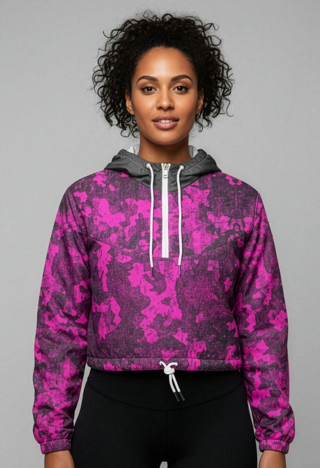 Crazy Love Lightweight Cropped Camo Windbreaker