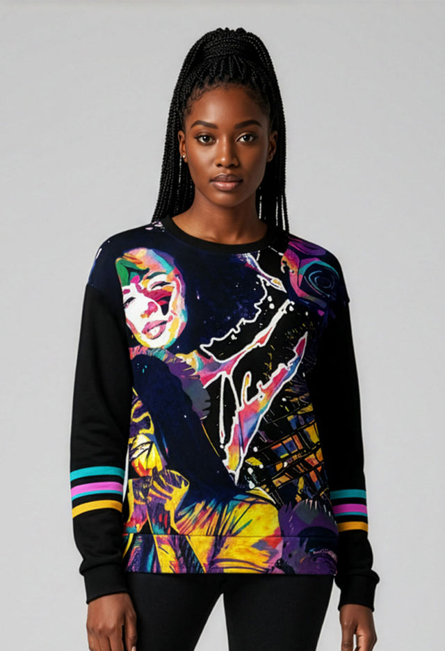 Go Pop Relaxed Fleece Stripe Sweatshirt