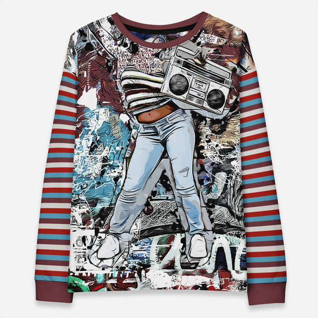 In 21 Stripe Relaxed Fit Crew Sweatshirt Plus Size