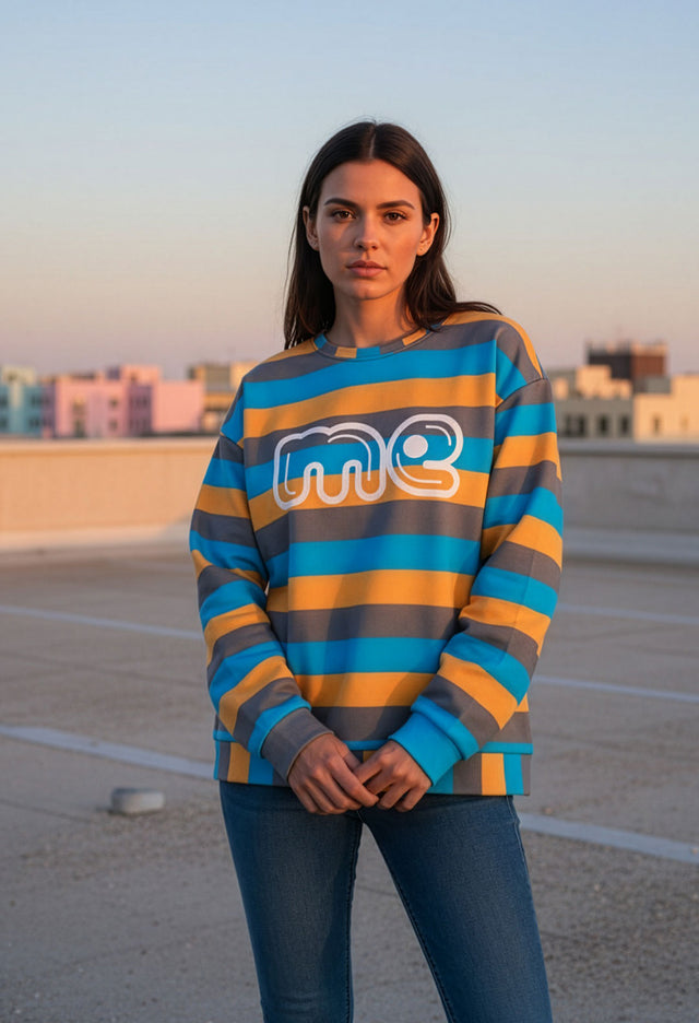 Me Striped Fleece Unisex Crew Sweatshirt