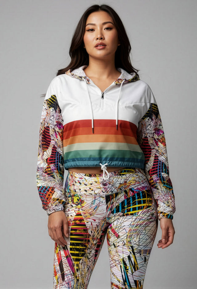 Tiani Cropped Half-Zip Water-Proof Windbreaker