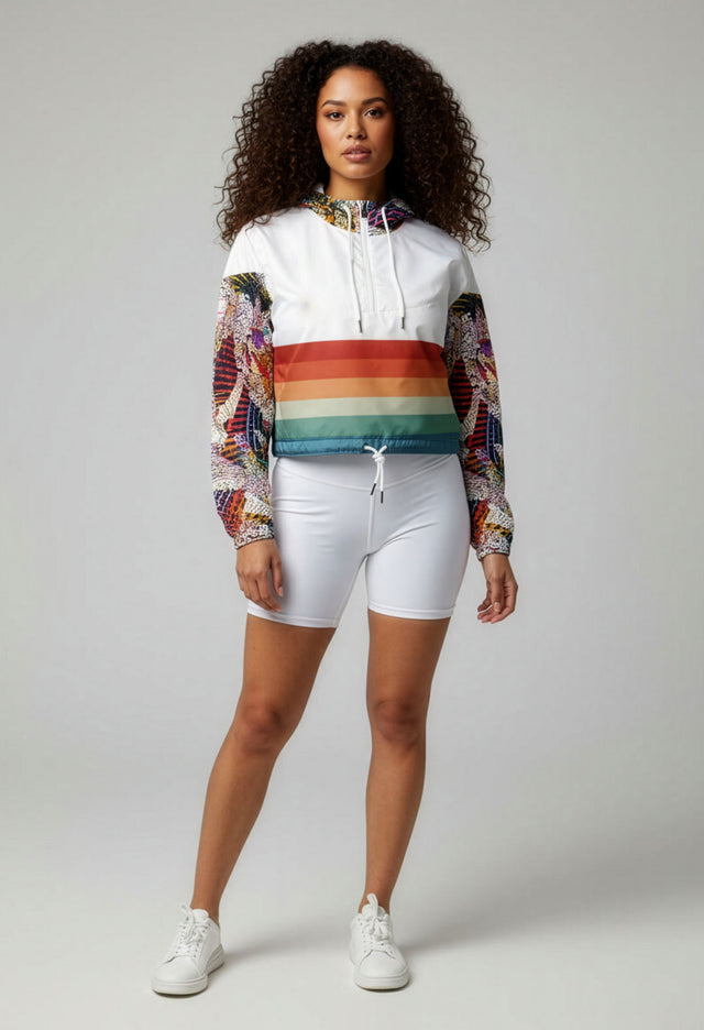 Tiani Cropped Half-Zip Water-Proof Windbreaker