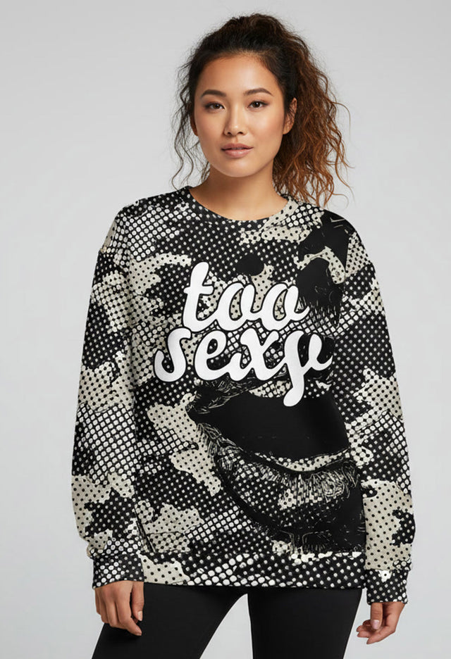 Too Sexy Camo Relaxed Crew Sweatshirt
