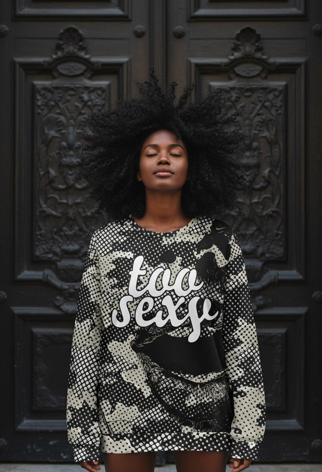 Too Sexy Camo Relaxed Crew Sweatshirt