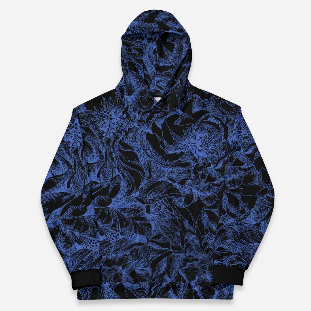 Nari 2 Relaxed Fit Black and Blue Graphic Hoodie Sania Marie