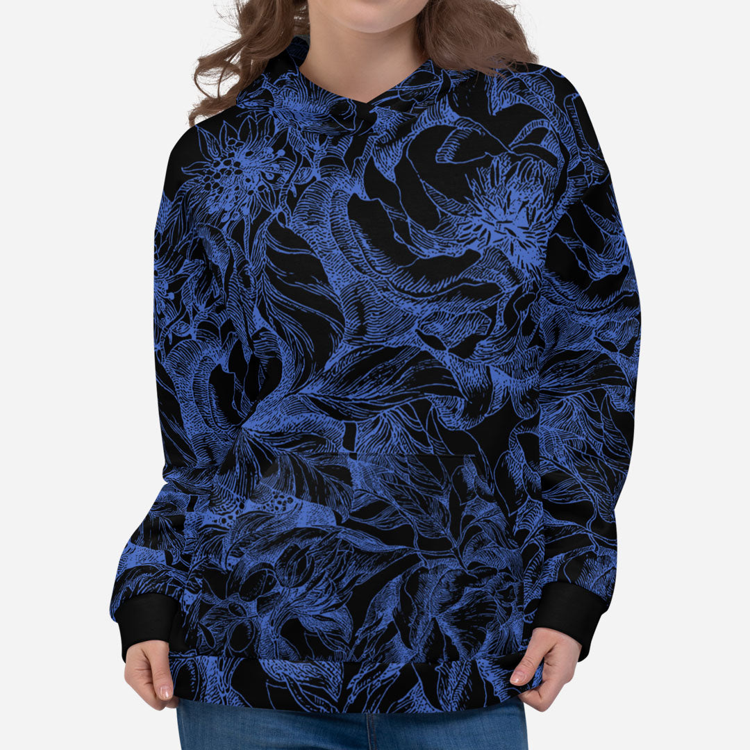 Nari 2 Relaxed Fit Black and Blue Graphic Hoodie Sania Marie