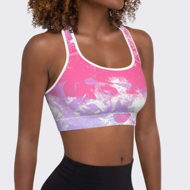 Pink Bubble Gum Sports Bra by Sania Marie